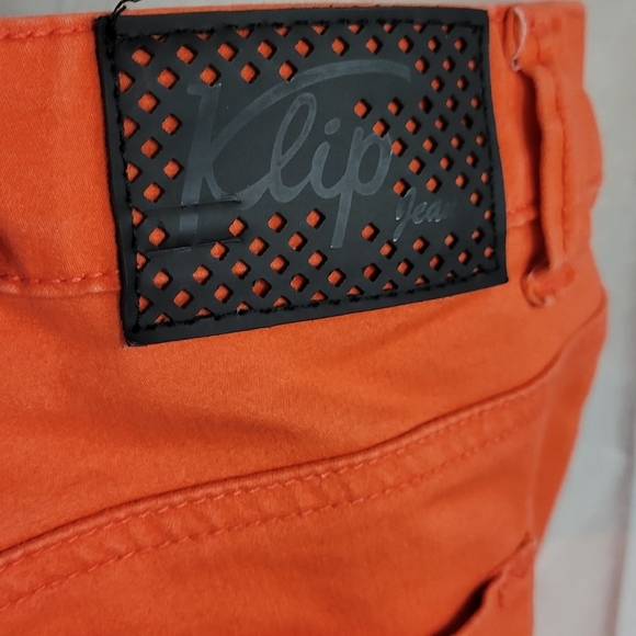 Klip Jeans Apricot Orange 5 Pocket Lightweight Jeans Rhinestone Accented Sz 24 - Picture 6 of 10
